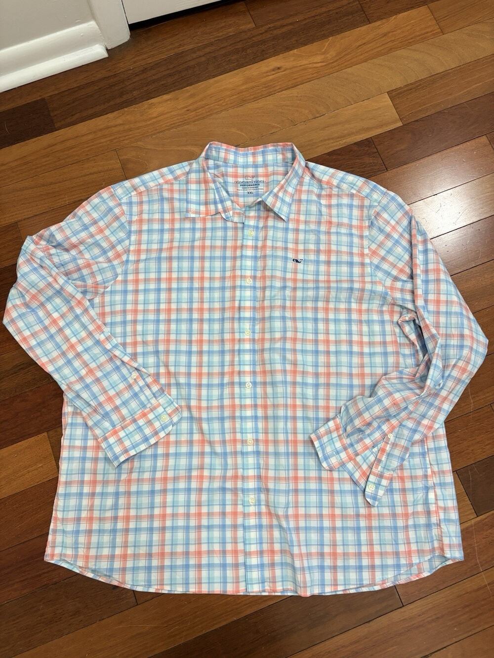 Vineyard Vines performanceMen's Long-Sleeve Plaid Button-Up Shirt 2XL summer